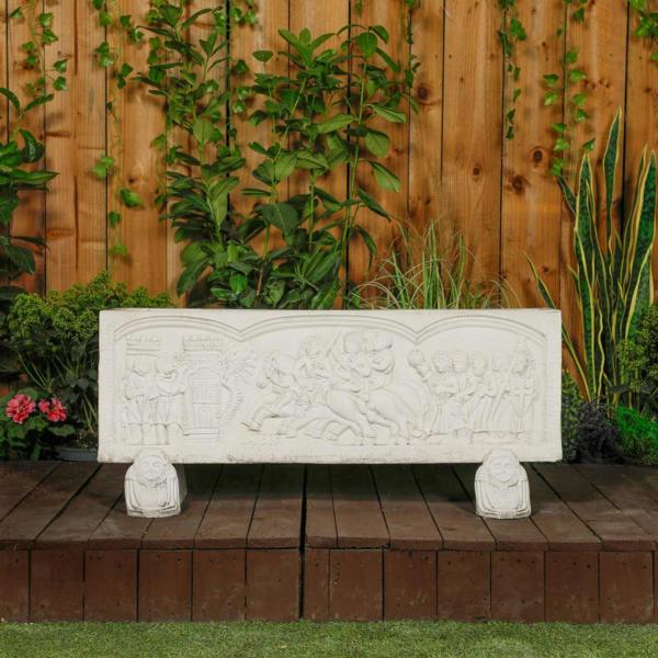 White Stone Cast Normandy Trough with Legs Garden Planter 