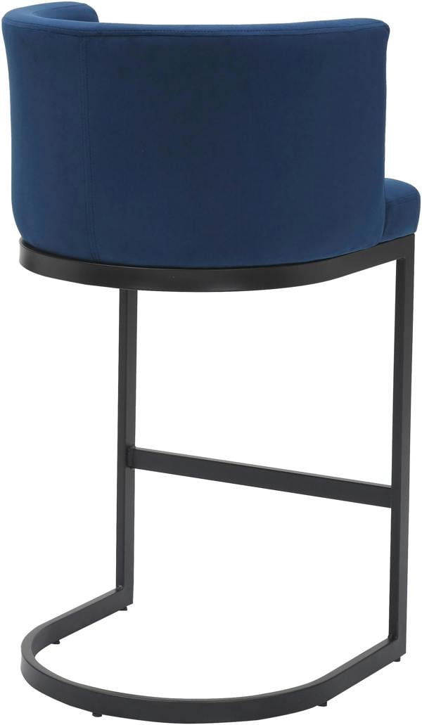 Lamboro Velino Velvet Kitchen Bar Stools, Matt Black Cantilever Frame, Seat With Backrest, Breakfast & Home Bar Stool - Blue