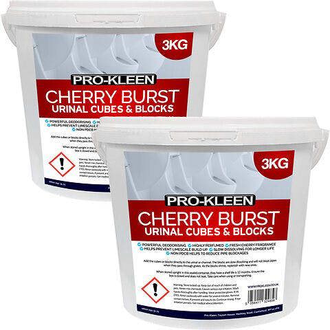 ProKleen Pro-Kleen Urinal Channel Blocks 2x 3KG - Cherry Fragrance - Non PDCB - Slow Dissolving - 30 Day Control