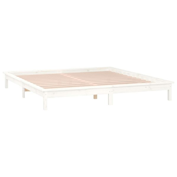 Berkfield LED Bed Frame White 140x190 cm Solid Wood