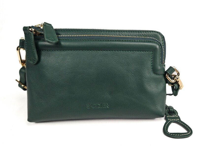 SADDLER Heather Leather Clutch & Crossbody Bag - Handmade by Saddler  – Versatile & Compact - Green