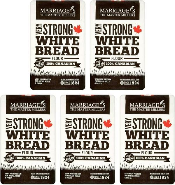 Sourdough By The Sea Marriages Canadian VERY Strong White Bread Flour, 1.5kg (Pack of 5)