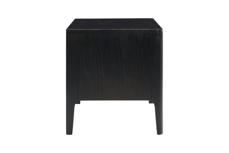 Wyld Haus Goiania Black Wood Ribbed 1 Door TV Unit with Open Shelves