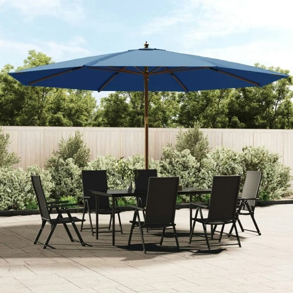 Berkfield Garden Parasol with Wooden Pole Azure Blue 400x273 cm
