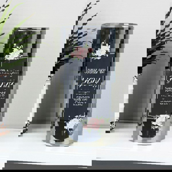 Personalised Memento Company Personalised Floral Smoked Glass LED Candle