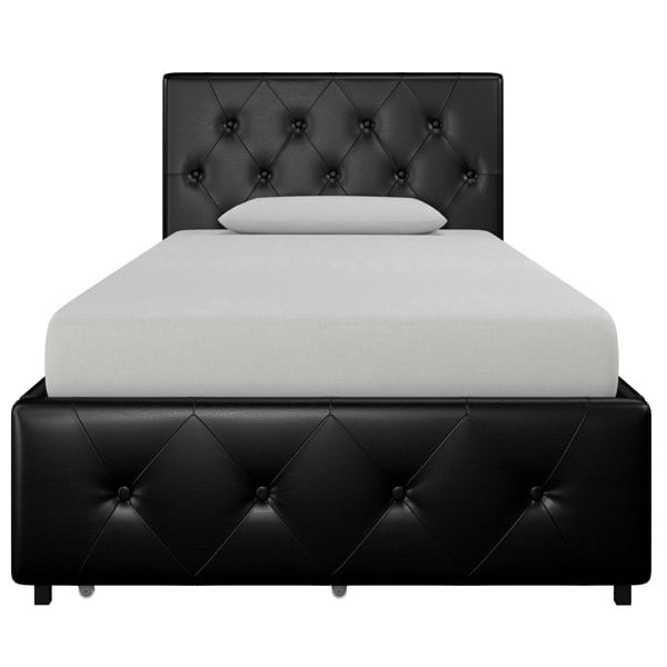 Dorel Home Dakota Bed with Storage Drawers PU Black - Single