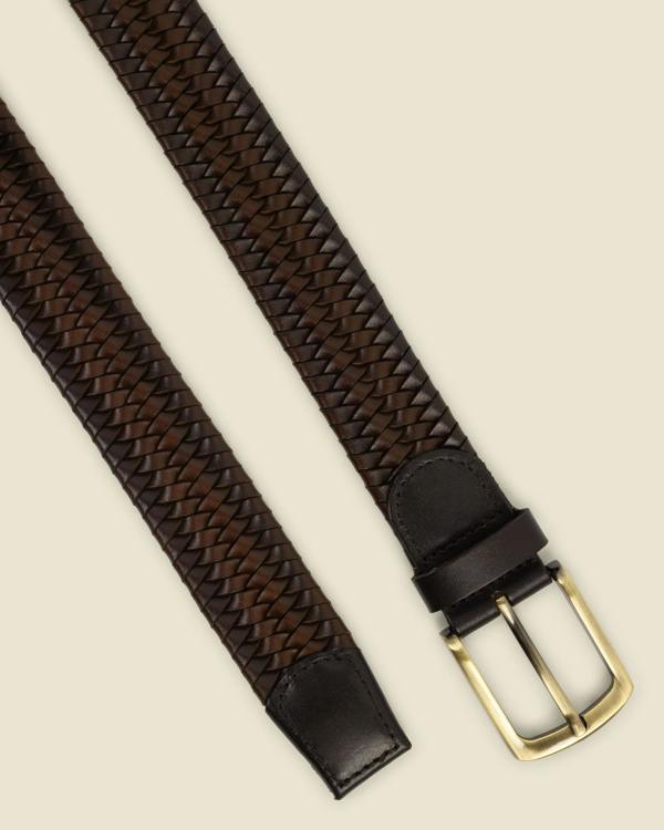 Larsson & Co Snøugle - Woven Leather Casual Stretch Belt