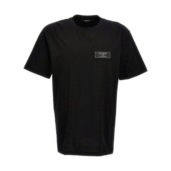 Balmain Logo Patch T-Shirt   in  Black