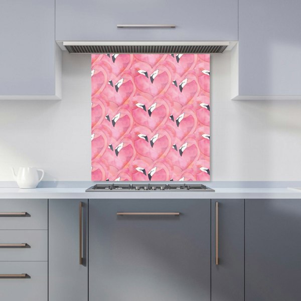 Warren Reed - Designer Watercolour Flamingo Hearts Kitchen Splashback