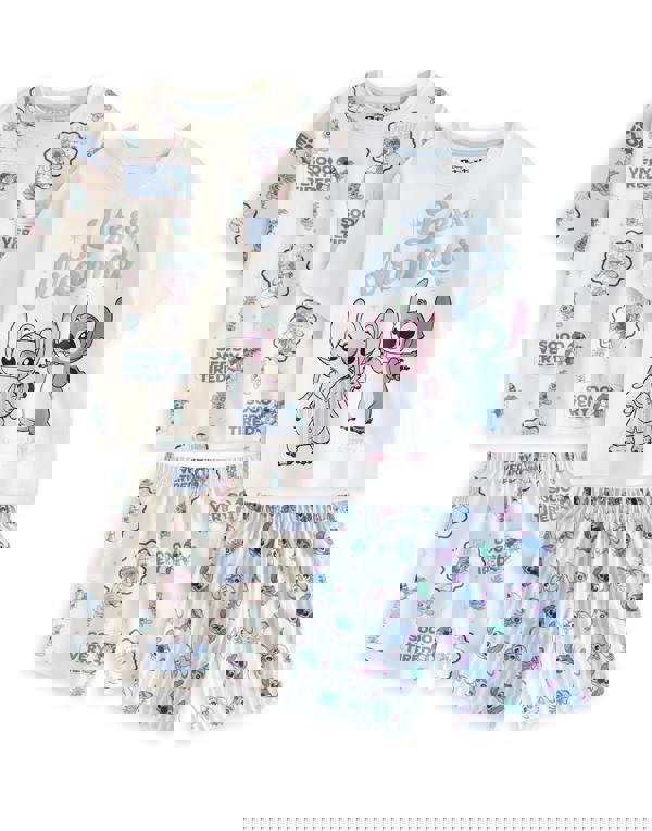 Disney Lilo & Stitch Girls Multicoloured Less Dramas Multi-Pack of 2 Short Sleeve Short Leg Pyjama Set