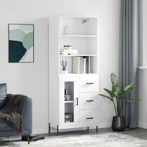 Berkfield Highboard White 69.5x34x180 cm Engineered Wood