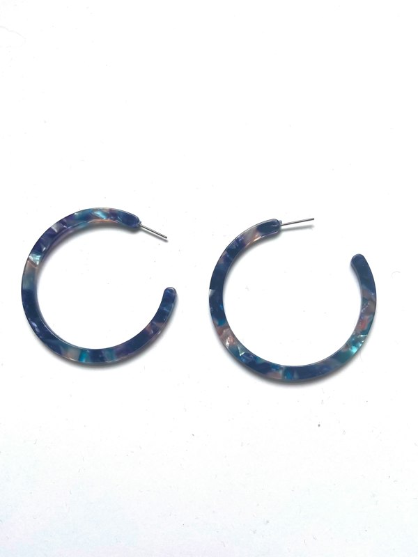 One Of A Kind Club Blue big hoop acrylic earrings