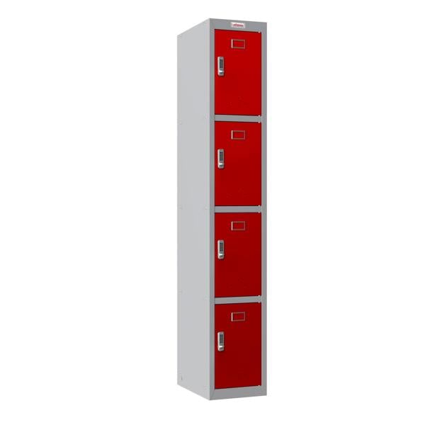 Phoenix Safe Phoenix PL 300D Series PL1433GRE 1 Column 4 Door Personal locker in Red with Electronic Lock