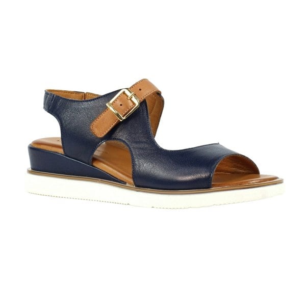 Lunar Womens/Ladies Spring Leather Wedge Sandals - Blue