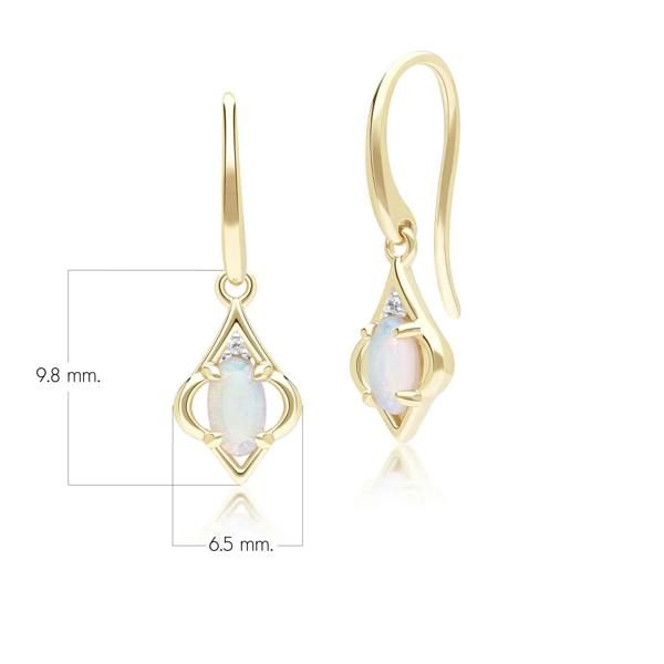 Gemondo Classic Oval Opal & Diamond Stud Earrings in 9ct Yellow Gold
