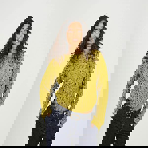 Brave Soul Green Crew Neck Cable Knit Jumper - Green Image 1