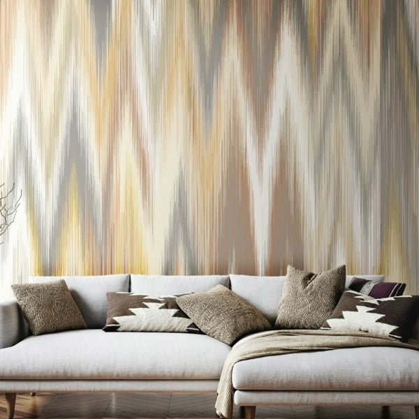 Origin Murals Ikat Zig Zag - Natural Linen