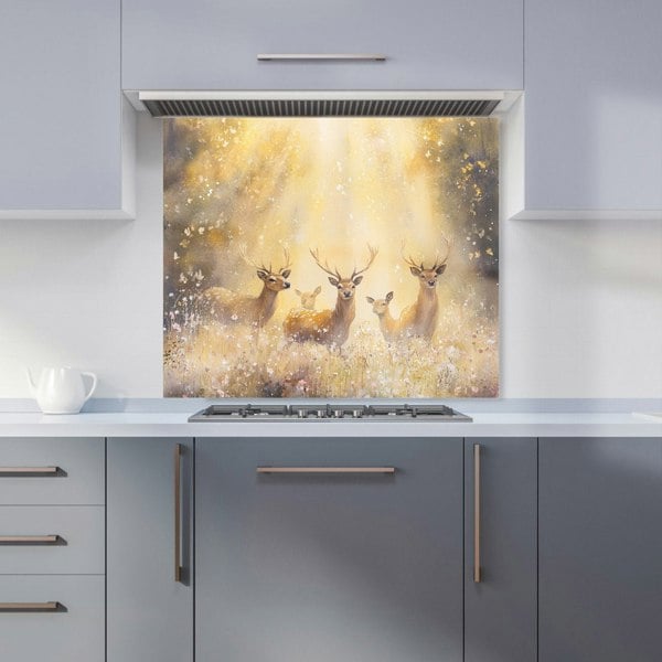 Warren Reed Deer in Woods Glass Kitchen Splashback - 00010