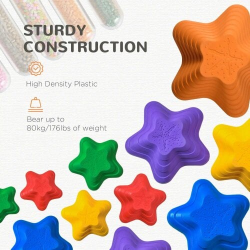 Bobobiy 11-Piece Kids Stepping Stones, Starfish Style Non-slip Obstacle Course, Stackable Balance Blocks Garden Toys, Encourage Toddler Sensory Toys