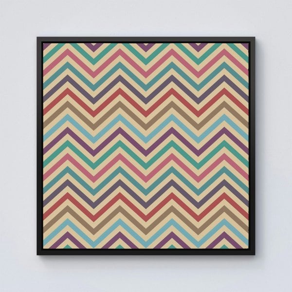 Warren Reed Geometric Vintage Colored Chevron Pattern Framed Canvas