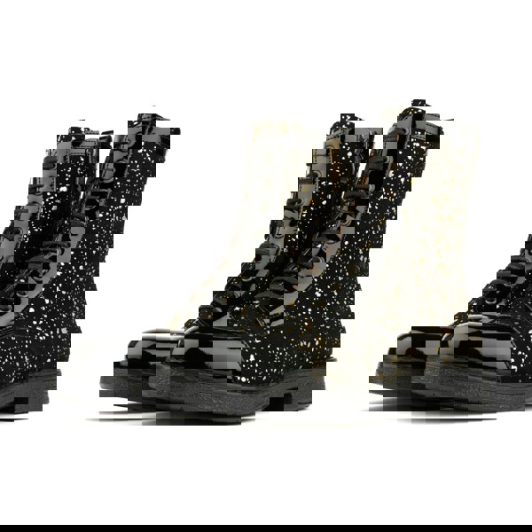 Embassy London Traveller - Black Gold - Women's leather higher ankle boot in gold and black