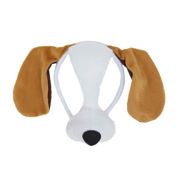 Bristol Novelty Unisex Adults Dog Mask On Headband With Sound - White/Brown/Black - 