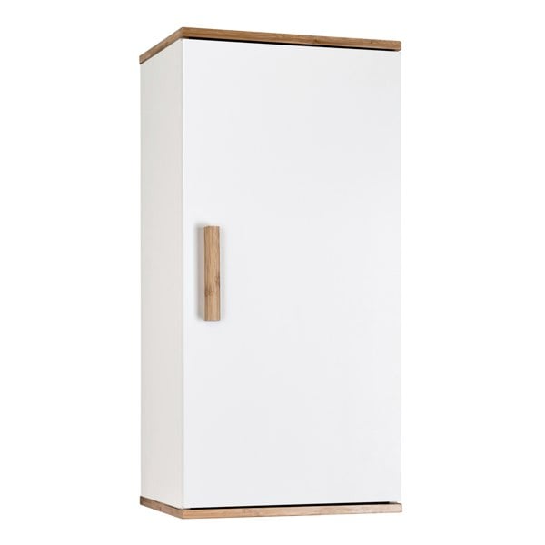 Showerdrape Nola Matt White & Bamboo Single Wall Bathroom Cabinet