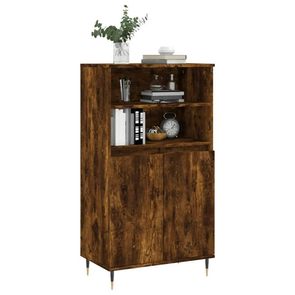 Berkfield Highboard Smoked Oak 60x36x110 cm Engineered Wood