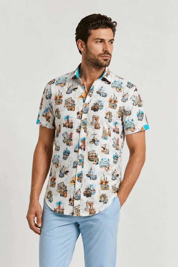 THE WORLD LENS CAMERA PRINT SHORT SLEEVE SHIRT - Claudio Lugli Shirts