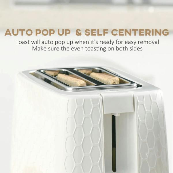 Cream 2-slice toaster with auto pop-up toast mechanism