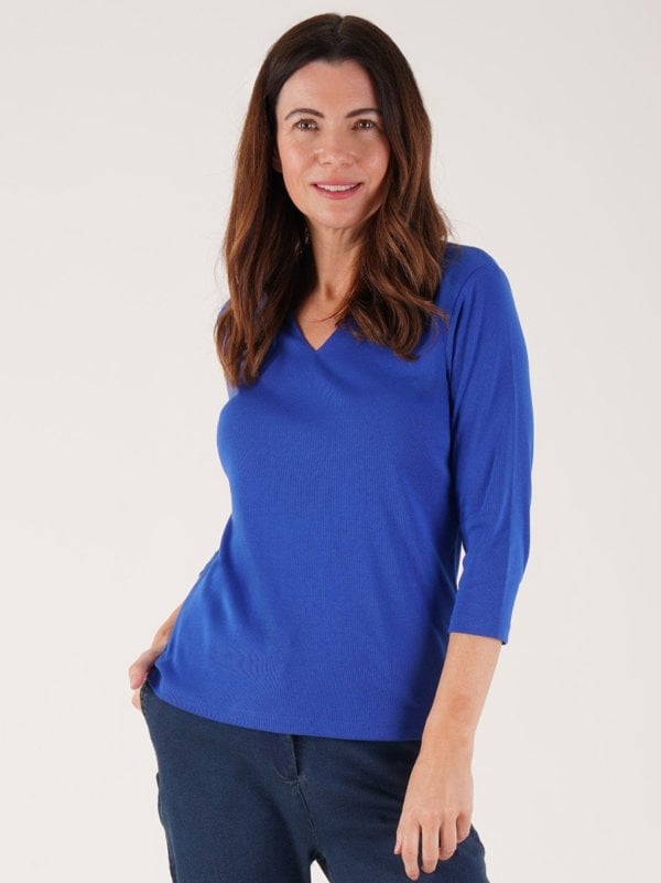 PennyPlain High Back V-neck Top - Royal