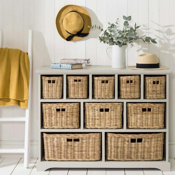 Statement Furniture Tetbury Large 10 Drawer Storage Unit with Wicker Baskets