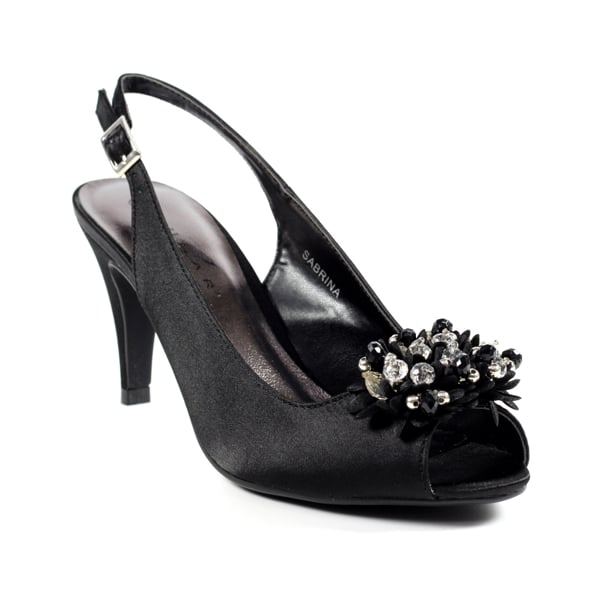 Lunar Women's Sabrina Satin Corsage Slingback Court Shoes - Black