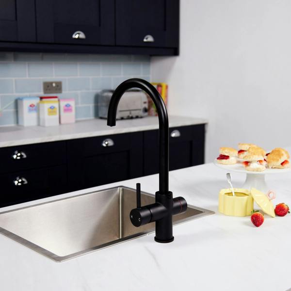 Impromta 3 in 1 Biometric Swan Neck Boiling Water Tap | Matt Black Finish