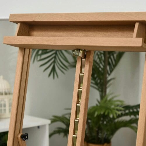 Bobobiy Wooden Easel Stand H-Frame Artist Easel with 171-230cm Adjustable Height and 0-80° Working Angles Beech Wood Art Easel for Displaying