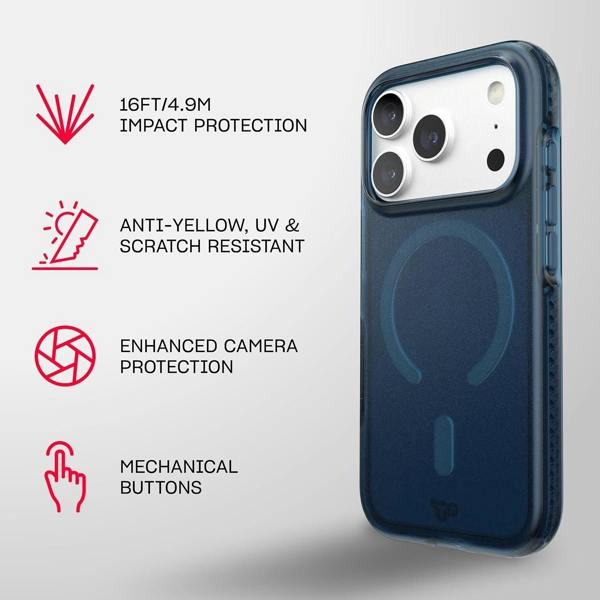 Tech21 Evo Crystal Stain Finish Case with MagSafe for iPhone 17/18 Pro 6.3" Deep Sea - T21-11651