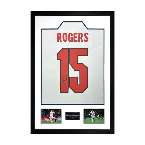 Morgan Rogers Signed England Home Shirt Premium Frame