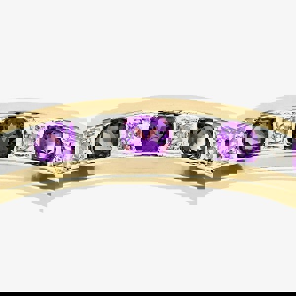 T. H. Baker 9ct Yellow Gold Amethyst & Diamond Channel Set Half Eternity Ring PR03027Y AM