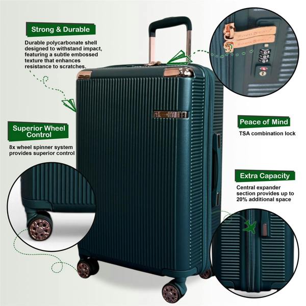 Snowball Expandable Hard Shell 8 Wheels Luggage Travel Cabin Suitcase Set