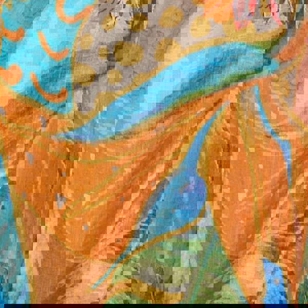 Orange | Leaf Print Button Front Blouse