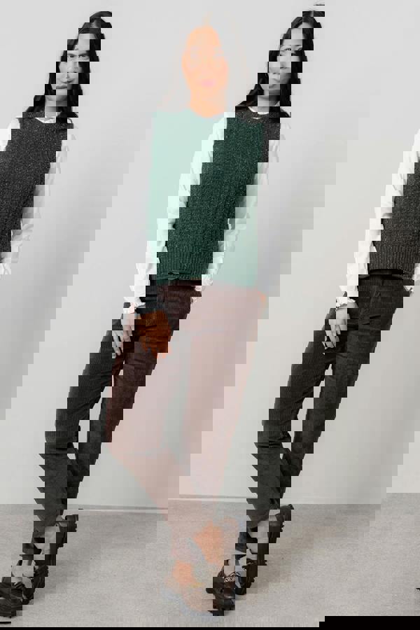 Lily & Me Eva Cable Knit Tank Top Pine Green