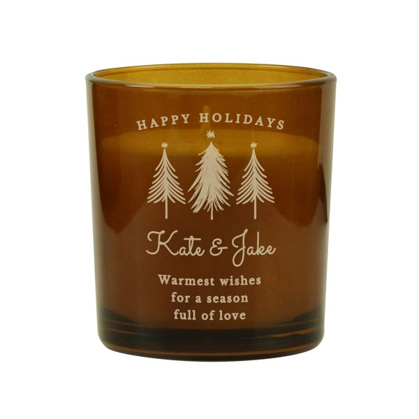 Personalised Memento Company Personalised Christmas Tree Amber Glass Candle