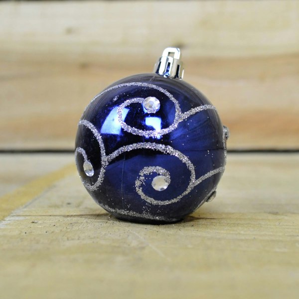 Samuel Alexander 9 Pack Premier 60mm Deluxe Glitter Christmas Tree Baubles - Midnight Blue