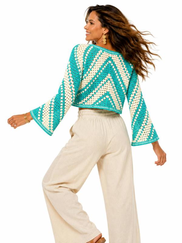 Claudio Lugli Geometric Stripe Acrylic Knit Women's Jumper