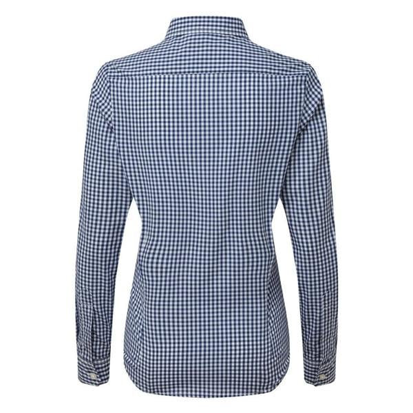 Premier Womens/Ladies Maxton Check Long Sleeve Shirt - Navy/White