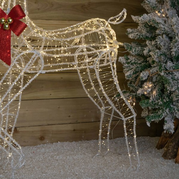 Samuel Alexander 1.48m Light up Acrylic Christmas Deer Decoration with Red Bow and 940 Warm White LEDs