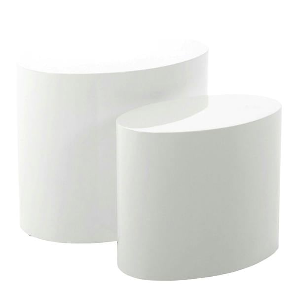 Wyld Haus Sendai Gloss White Oval Coffee Table Set
