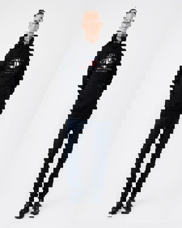 GANT Mens Regular FIt Archive Shield Pullover Hoodie - 5 Black