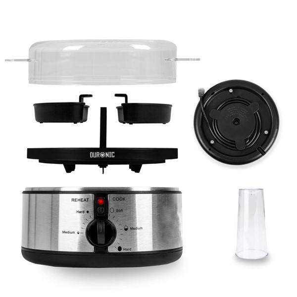 Duronic Electric Egg Boiler EB35 BK Steamer for Eggs 350W Automatic Egg Boiler Electronic Omelette Maker Poacher for 7 Soft, Medium & Hard Boiled Eggs