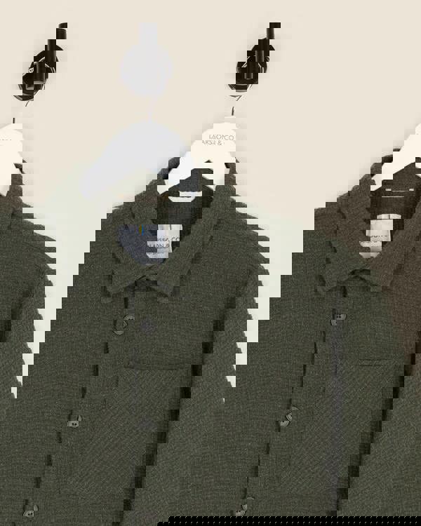 Larsson & Co Olive Crosshatch Textured Overshirt